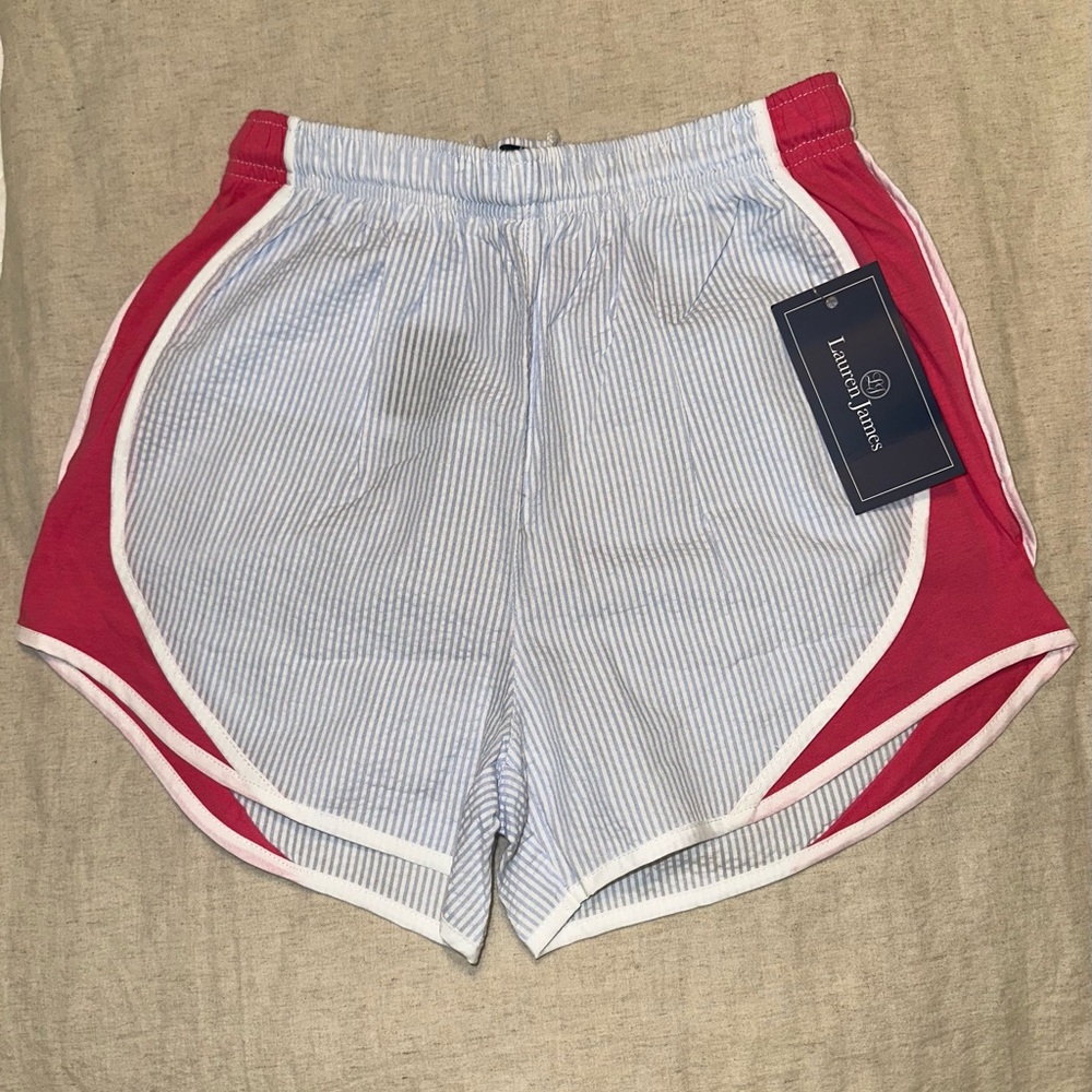 Lauren James Blue and Red Seersucker Shorties